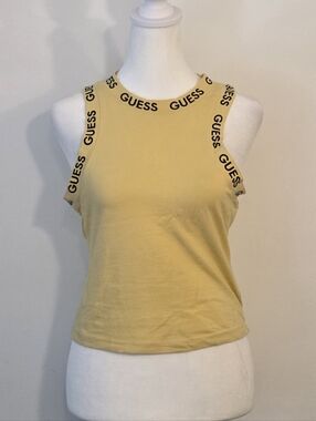 GUESS Yellow Logo Trim Sleeveless Tank Top
